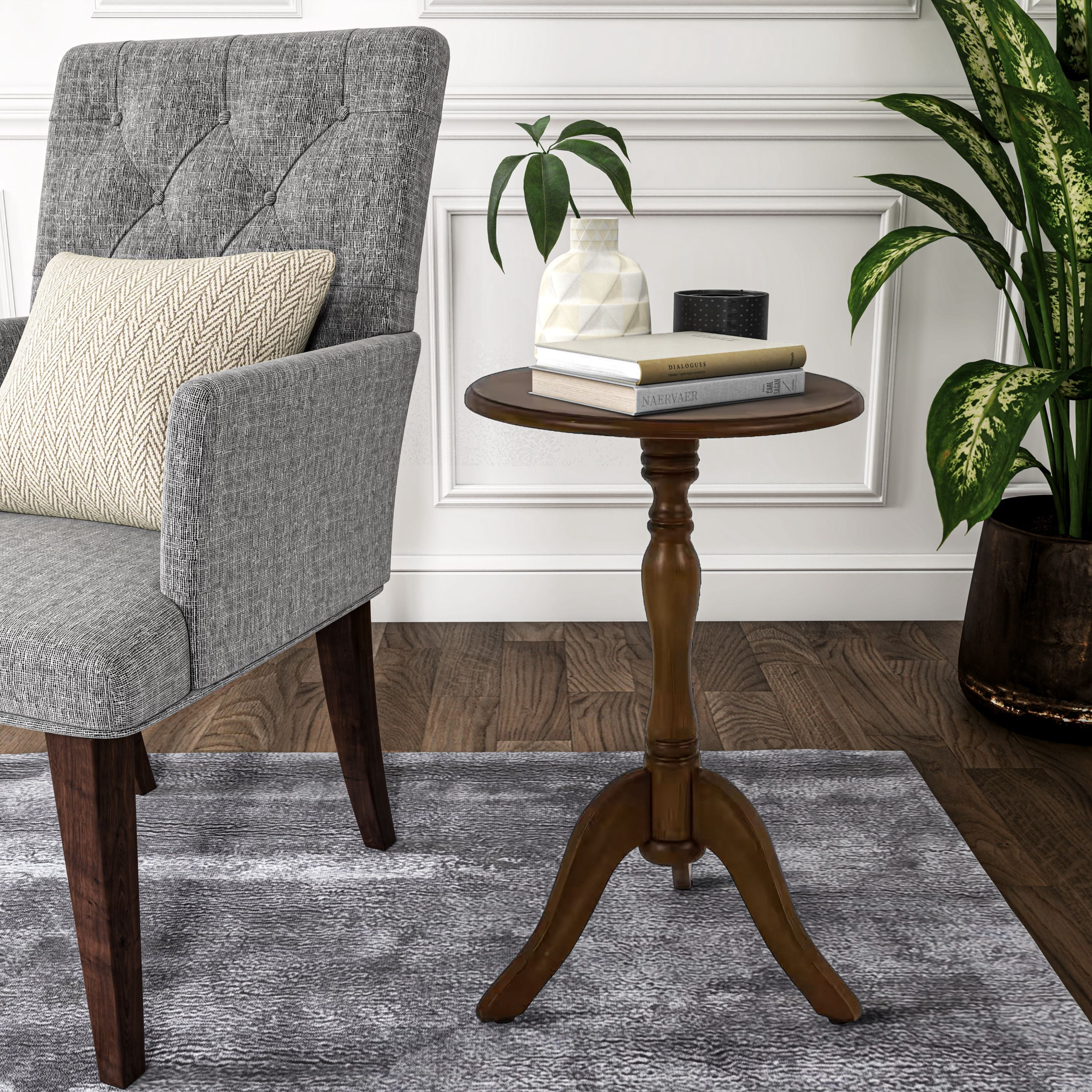 Decor Therapy Chic Pedestal Round Accent Table, 24"x 15"x 15" - Honeynut