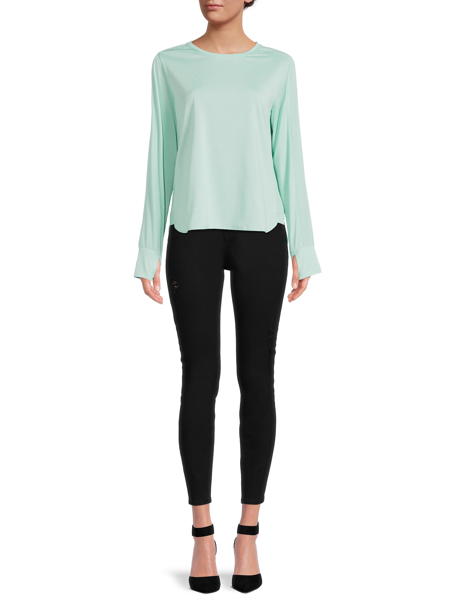 Avia Women's Performance Long Sleeves T-Shirt with Thumb-Hole Cuffs