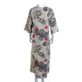 thumbnail image 5 of KOMOO Women's Oversized Linen Dress Retro Floral Patchwork Dress Half Sleeve Swing Long Dress, 5 of 7