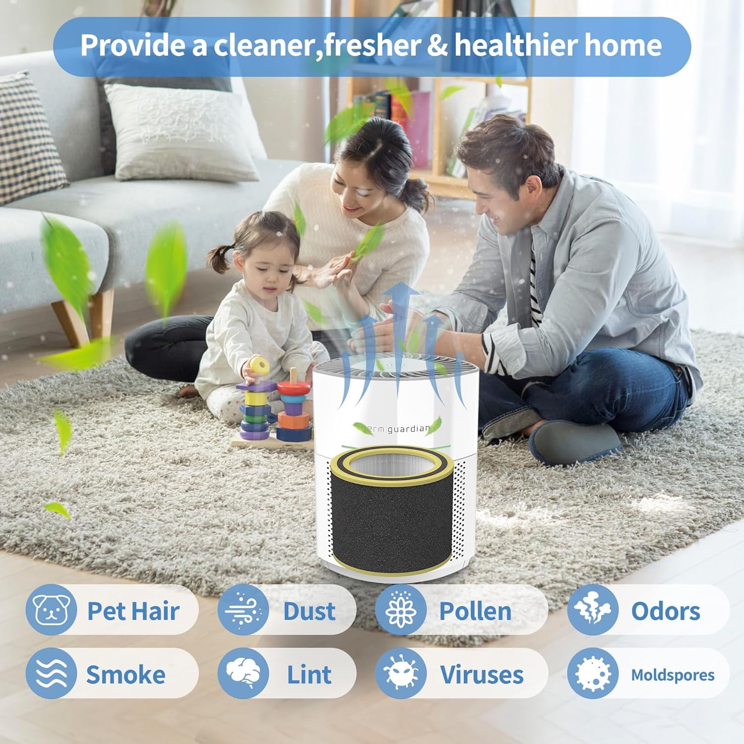 AC3000W Replacement Filter FLT151 Compatible with AC3000W AC3000B AP3151W and AC151 Air Purifier Airsafe Series, H13 True HEPA Filter V, 2 HEPA + 4 Pre-Filter