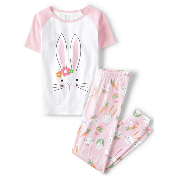 The Children's Place Girl's Short Sleeve Easter Bunny Snug Fit Cotton Pajamas, Sizes 4-16