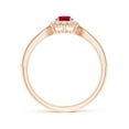 thumbnail image 2 of ANGARA Natural Vintage Inspired Ruby Milgrain Ring with Diamond Halo in 14K Rose Gold for Women (Size-4mm) | July Birthstone, Birthday, Anniversary, Jewelry Gift for Women | Natural Ruby Ring, 2 of 10
