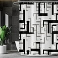 thumbnail image 3 of Black and White Shower Curtain, Black White Grey Geometric Shower Curtain Modern Abstract Bathroom Curtains for Contemporary Bathtub Decor Waterproof Machine Washable Fabric with 12 Hooks, 3 of 6