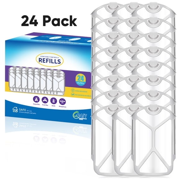 （24 Pack) Flying Insect Trap Refill Cartridge, Compatible with Plug-in Indoor Light M364A and Max, High-Stick Refills, Easy to Use