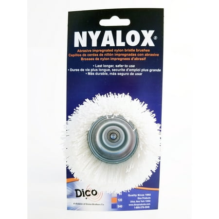 UPC: 0082123720836 | Dico 2005850 Nyalox 2.5 in. dia. x 0.25 in. x 0.25 dia. 2500 rpm Crimped Nylon Mandrel Mounted Cup Brush
