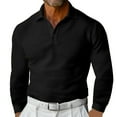 thumbnail image 2 of Blusas y camisas de manga larga con cuello en V para hombre, camisa de golf de vacaciones de color liso, blusas de manga larga con botones y solapa, blusas de poliéster para hombre, 2 of 7