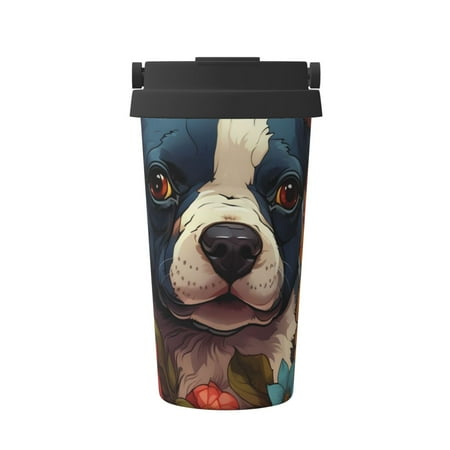 

KLL Cute Colorful Flower French Bulldog Pattern Stainless Steel Vacuum Insulated Tumbler - Carry Insulated Coffee Mug - Reusable Insulated Cold Brew Iced Coffee Cup Thermos