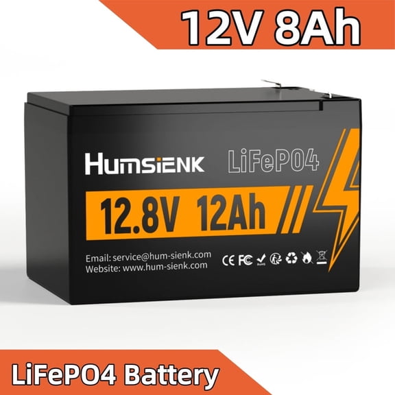 HumsiENK 12V 8Ah LiFePO4 Lithium Battery, 12V LiFePO4 Battery Built-in BMS, 15000  Deep Cycles 8Ah Lithium Iron Phosphate Batterys for Solar, Small UPS, Power Wheels, Fish Finder, Camping