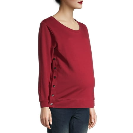 

Planet Motherhood Maternity Women s Sweatshirt with Side Button Snaps