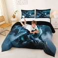thumbnail image 3 of Metsweet Teal Dragon Queen Comforter Set 3 Pieces, Gothic Wildlife Comforter Sets Queen, Blue Black,Black Reversible,1 Comforter and 2 Pillowcases, 3 of 6