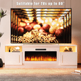thumbnail image 6 of Waleaf Fireplace TV Stand with 36" White Electric Fireplace for TVs Up to 80",70" Modern Wood Media TV Console with Fireplace for Living Room, 6 of 8