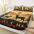 thumbnail image 3 of Manfei Jungle Wildlife Deer Full Size Sheets,Country Farmhouse Lodge Bed Sheets,Black Tan Sheet Sets For Kids,Breathable Home Decor,4 Pieces, 3 of 7