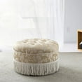 thumbnail image 5 of Jennifer Taylor Home Yolanda 24" Round Upholstered Accent Ottoman, Neutral, 5 of 11