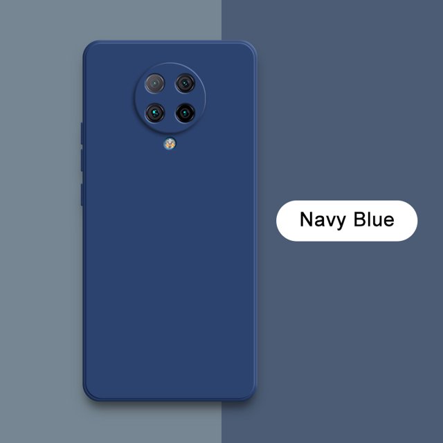 Original Square Liquid Silicone Case for Xiaomi POCO F2 Pro Camera Lens Protective Soft Phone Back Cover F2Pro Shockproof Armor Navy Blue POCO F2