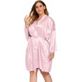 thumbnail image 2 of GFDYREE Women's Plus Size Satin Robes Plus Size Silky Kimonos Robes Sleepwear,Short, 2 of 4