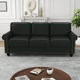 thumbnail image 2 of 80'' Faux Leather Sofa with Storage Seats, Classic 3-Seater Couch with Nailhead Trim, Easy Assembly (Black), 2 of 7