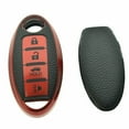 thumbnail image 4 of SHAR For 4 Button Remote Leather Protect Key Fob Case Cover Chian For Infiniti Nissan (Green), 4 of 5