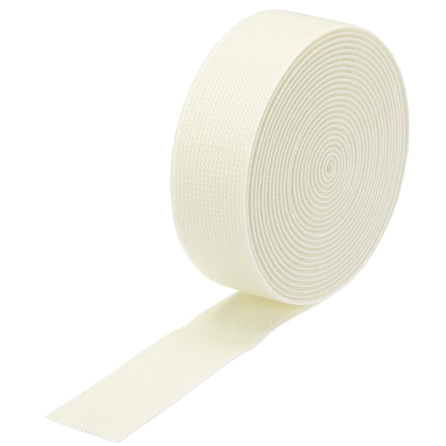 Banda Elástica de Sarga Uxcell de Doble Cara, 1 Rollo de Cinta Elástica Plana para Coser Cintura, Blanco Crema, 1.2 Pulgadas x 4 Yardas