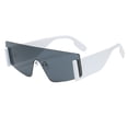 thumbnail image 4 of Ticikt Trendy Rimless Wrap Around Sunglasses for Women Men Fashion Futuristic Shield Flat Shades, 4 of 5