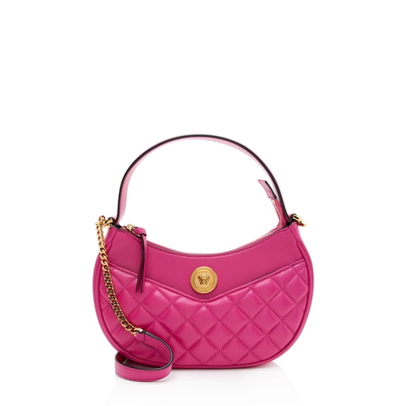 Pre-Owned Versace Quilted Leather Medusa Half Moon Shoulder Bag
