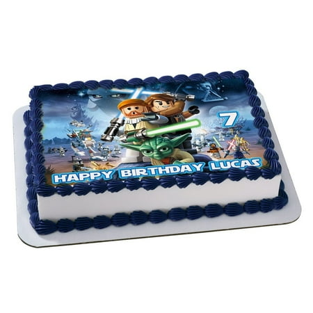 Star Wars Lego Quarter Sheet Edible Photo Birthday Cake Topper