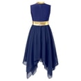 thumbnail image 2 of YONGHS Girls Praise Lyrical Dance Dress Sleeveless Asymmetrical Liturgical Worship Dancewear Performance Costume Navy Blue 6, 2 of 7