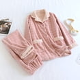 thumbnail image 2 of Giftesty Womens Two Piece Homewear Outfits Women's Winter Cute Coral Plush Home Doll Collar Plush Set Sleepwear Set, 2 of 5