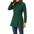 thumbnail image 4 of INSPIRE CHIC Women's Peter Pan Collar Double Breasted Winter Long Trench Pea Coat Dark Green 2XL, 4 of 6