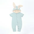 thumbnail image 2 of Bubble Romper Baby Girl Toddler Boys Girls Solid Hooded Rabbit Bunny Zipper Jumpsuit Playsuit Sunsuit Toddler Romper Green 3 Months-6 Months, 2 of 7