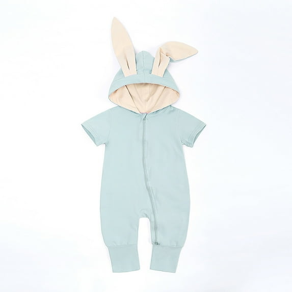 MUXiin Infant Baby Boy Girl Easter Outfit Clothes Bunny Ear Hooded Long Sleeve Romper Jumpsuit