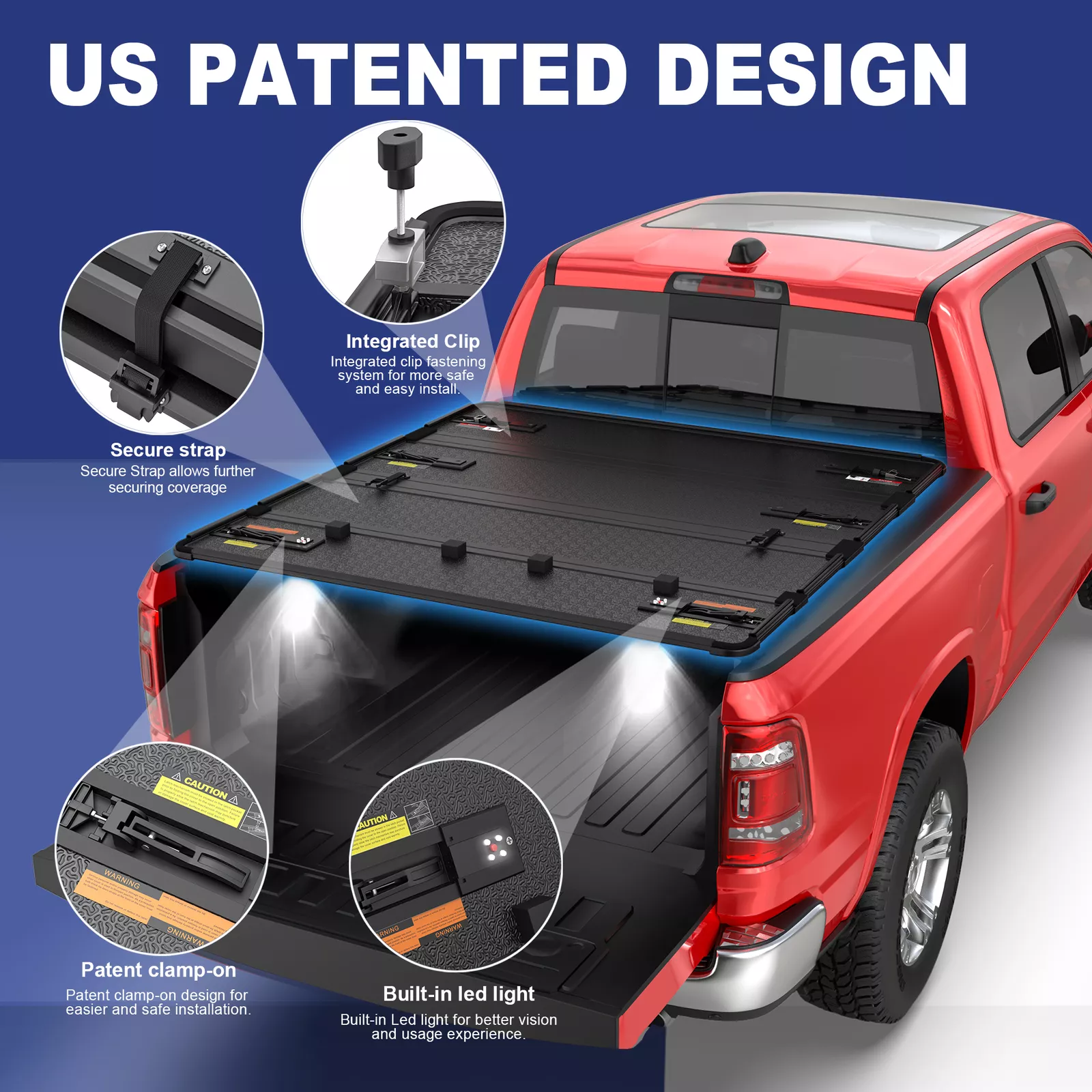 MOSTPLUS 5.7/5.8FT 4-Fold Hard Truck Bed Cover for 2010-2025 2026 Ram 1500 Tonneau Cover