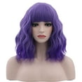 thumbnail image 2 of RightOn 14" Purple Wig Short Curly Wig with Bangs Synthetic Wigs Women Girls Highlight Purple Ombre Wig with Wig Cap, 2 of 5