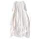 thumbnail image 2 of ICHUANYI Clearance Summer Women's Cotton Linen Solid Loose Short Sleeve V-Neck Dress(White, L) ICHUANYI WER2023081110076, 2 of 3