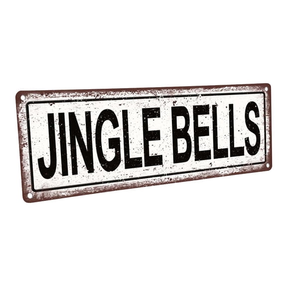 Jingle Bells 4"x12" Metal Sign, Wall Décor for Seasonal and Holidays
