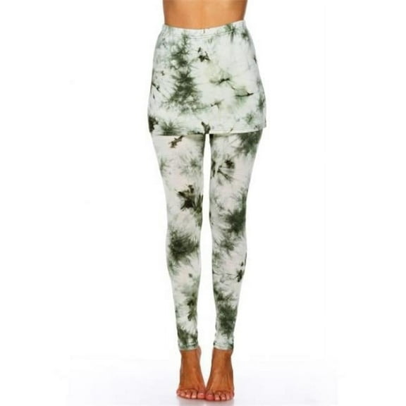203-04-XL Tie Dye Skirted Womens Leggings, Green - Extra Large