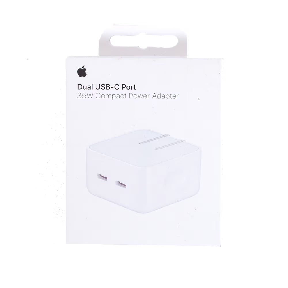 Apple 35W Dual USB-C Port Compact Power Adapter Fast Charger for iPhone, iPad, Airpods, Apple Watch, and more