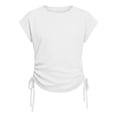 thumbnail image 2 of YunPes Girls Shirts Side Ruched Short Sleeve Crewneck 𝐅itted Tops Casual Summer Soft Tee Clothes 6‐15 Years Yoga Dance Streetwear, 2 of 4