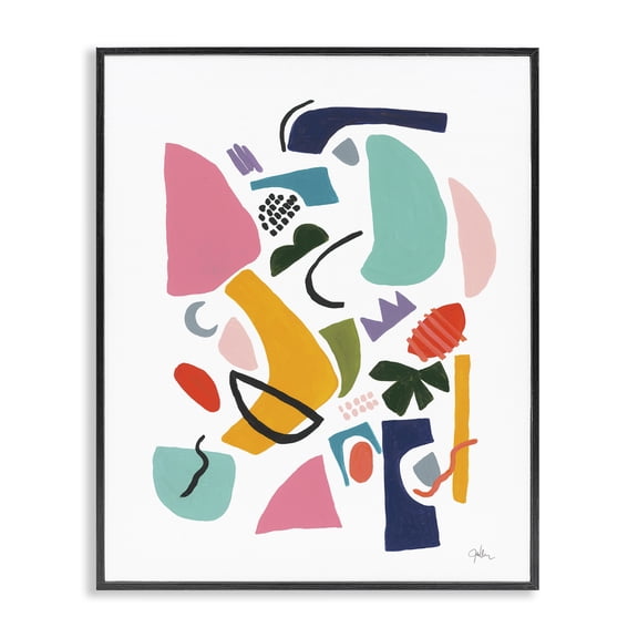 Stupell Industries Contemporary Bold Expressive Shapes Abstract Funky Geometry Black Framed Giclee Art, 11 x 14, by Jan Weiss