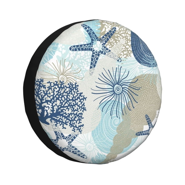 Balery Algae Corals and Seashells Cubiertas para Neumáticos - Protector Resistente para Neumáticos de Camioneta, SUV, Remolque, Camper y RV-14 inch