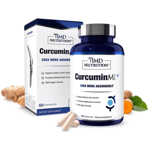 1MD Nutrition CurcuminMD Plus - Turmeric Curcumin with Boswellia Serrata - 285x More Absorbable | 60 Capsules