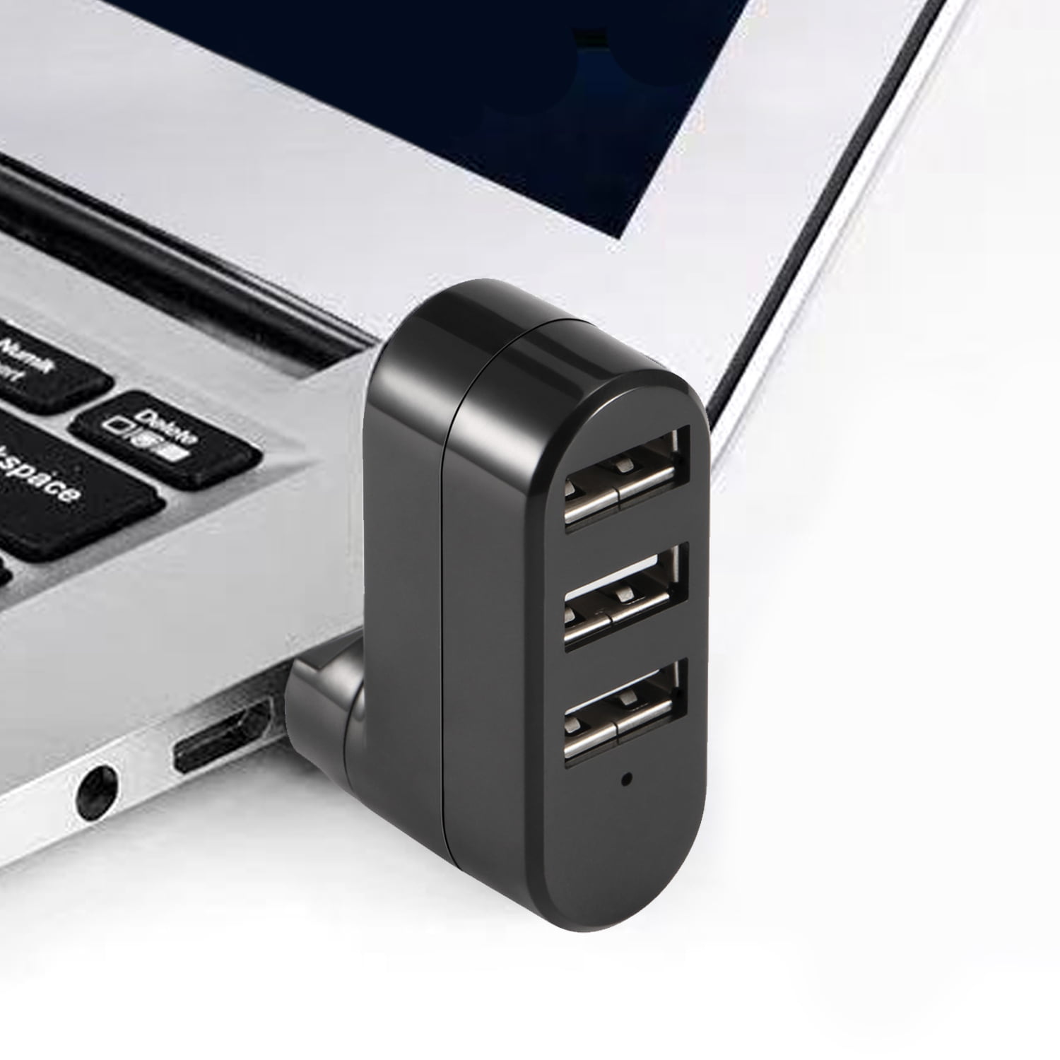 Mini 3 Port USB 2.0 Rotating Splitter Adapter Hub For PC Laptop Notebook Mac V! 