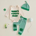 thumbnail image 4 of mgoYE Baby Boy Clothes 9 Months Baby Boys 2PCS Pants Set Long Sleeve Crew Neck Embroidery Letters Romper with Striped Pants and Hat Outfit(Khaki,0-3 Months), 4 of 9