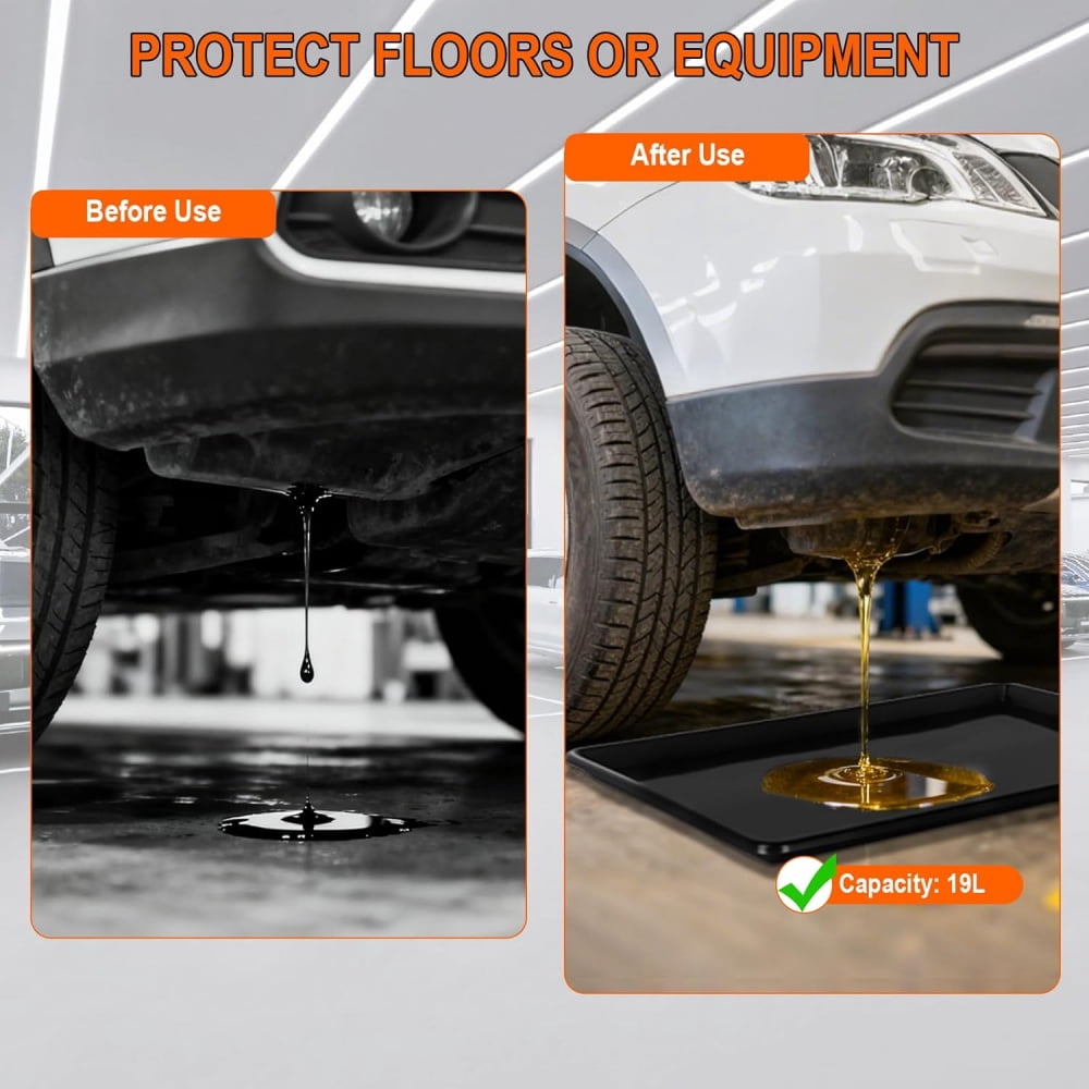 3 Pcs Extra Large Oil Drip Pan, Oil Drip Tray for Under Car, 35.4 X 24 X1.5 In Auto Oil Drip Pan, Plastic Catch Replacement Drain Tray for Garage Floor Clean, Fridges, Washing Machine, Cat Litter Box