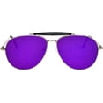thumbnail image 2 of OWL Aviator Sunglasses Silver Metal Frame with Browbar for Men and Women, 2 of 4