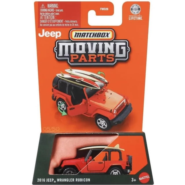 Piezas móviles Matchbox para vehículos de juguete fundidos a presión para Jeep Wrangler Rubicon 2016