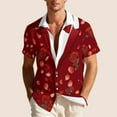 thumbnail image 5 of Handshe Unisex Short Sleeve Shirt, Button-Down Collar with Heart Print, Casual Comfort for Daily Wear and Valentine's Day, 5 of 9