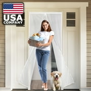 Magnetic Screen Door (81 x 34 inch, White) with Heavy-Duty Polyester & Reinforced Edges, Includes Tie Backs by KapStrom
