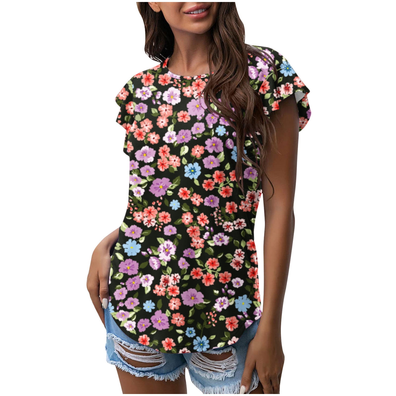 pbnbp Tunic Tops to Wear with Leggings Sweatheart Daisy Short Ruffle