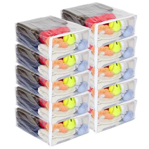 10-Pack Clear Vinyl Zippered Storage Bags 15 x 18 x 6 Inch
