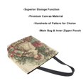 thumbnail image 3 of Open Top Canvas Tote Bag with Zipper Reusable Shopping Bag 13.5x15" Roomy Carryall Nostalgic Christmas Atmosphere, 3 of 9